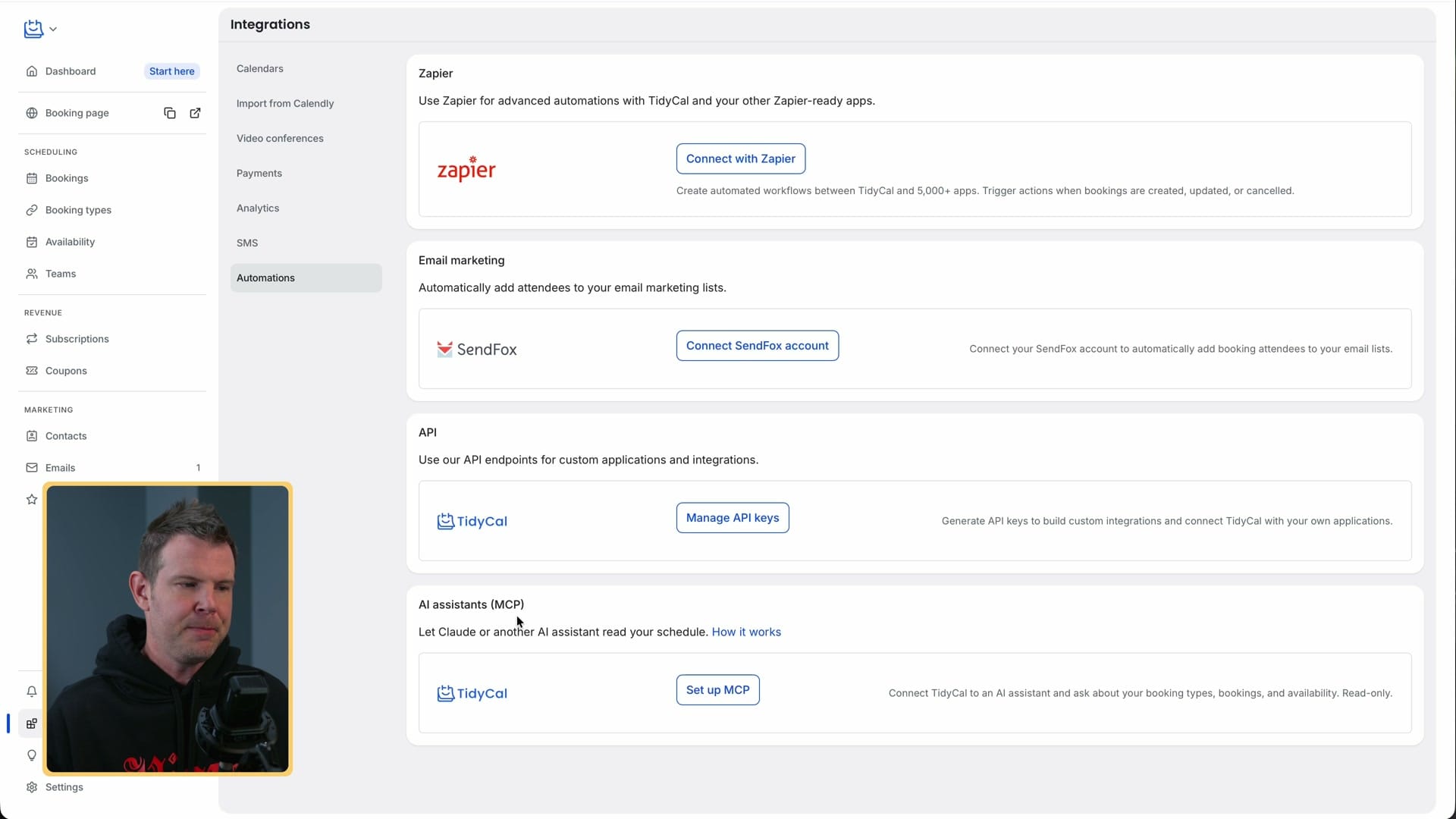 Integrations: the read-only MCP connector and API keys