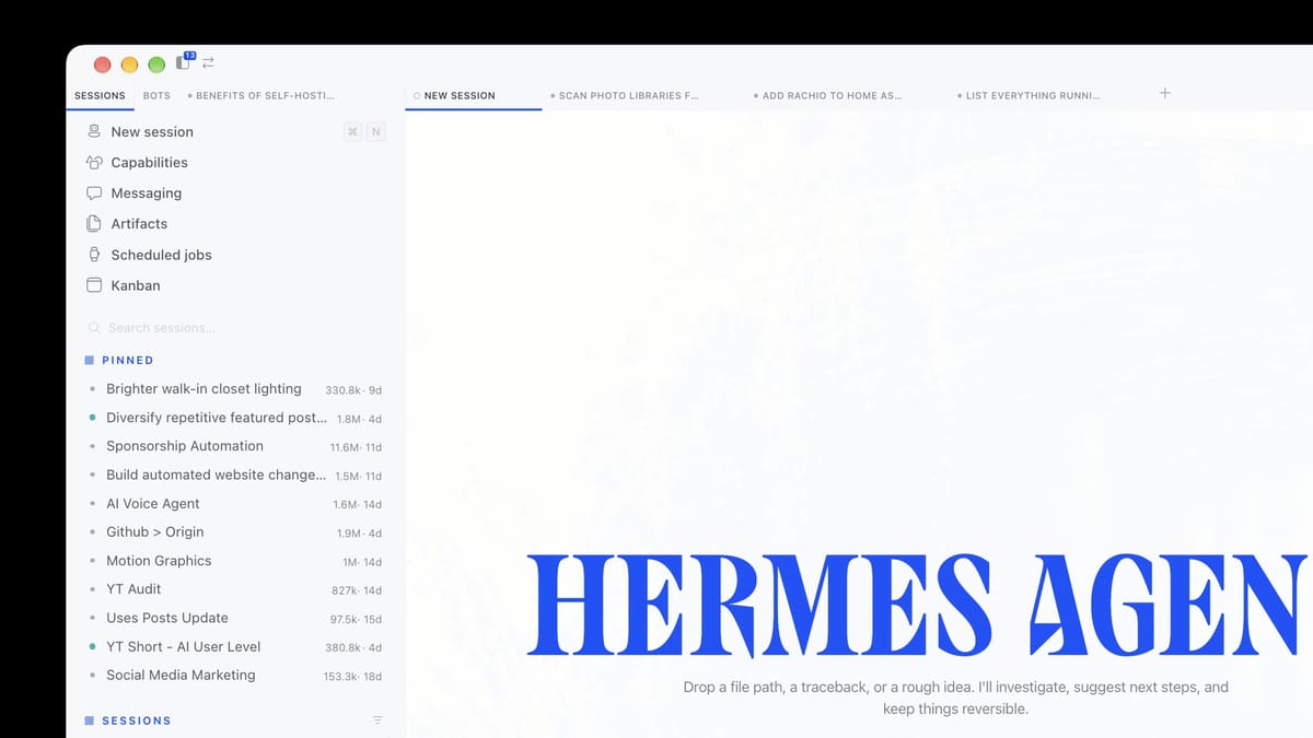 Hermes Agent on my Mac with many concurrent sessions on one bot